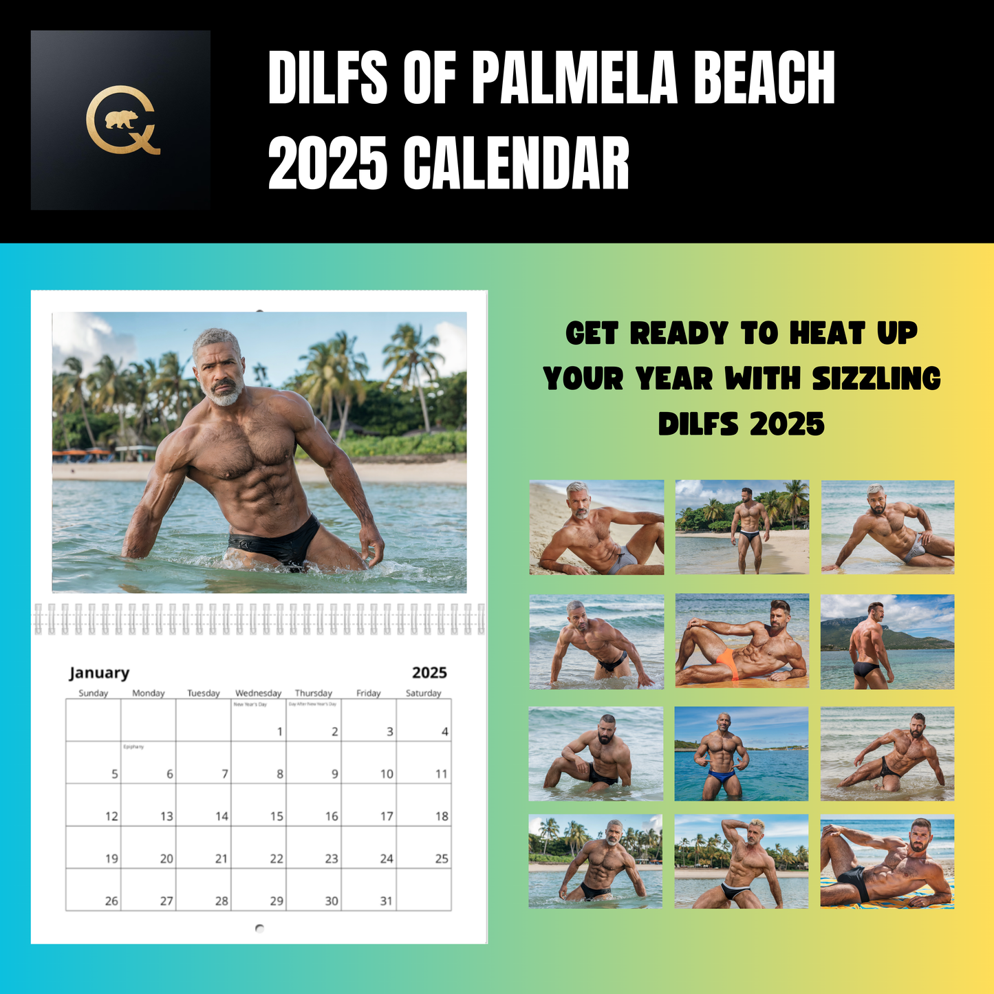 DILFS of Pamela Beach 2025 Calendar - Sexy Daddies Muscular Dad Hunks Wall calendars Gay Gift - LGBTQ Gift Calendar - Bachelorette Gay Gift