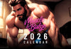 2026 Muscle and Bulge Sexy Hunks DILF Calendar featuring muscular man with beard in bedroom
