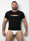 Model wearing Gay Bears Icons T-Shirt | Muscle Bear Pride | Tee Bear Flag | Gift for Bear Friend.