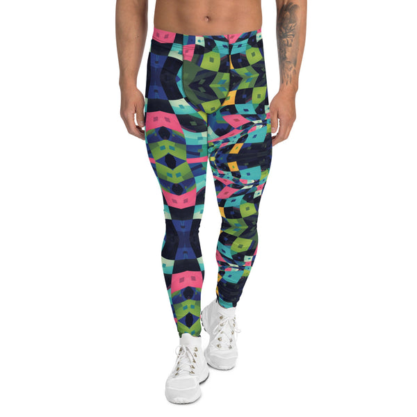 Vibrant abstract leggings featuring colorful geometric patterns, perfect for active wear.