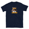 Navy blue gay shirt featuring a bear graphic with sunglasses and the text 'BEAR BAIT'. LGBTQ pride apparel.