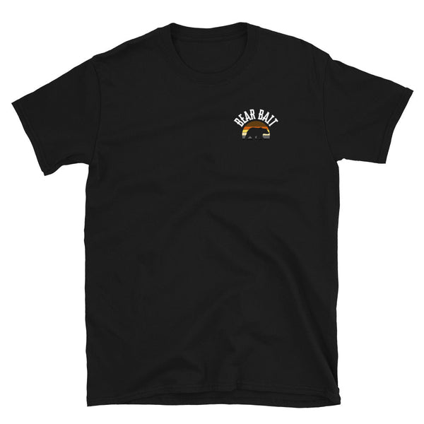 Black shirt featuring 'Bear Bait' design, part of LGBTQ pride apparel.