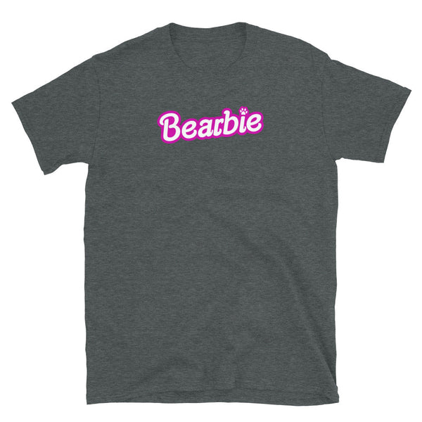 Dark grey Bearbie Tee featuring fun text design for gay pride apparel.