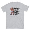 Beefy Queen Daddy Bear Gay Hairy Man Funny LGBTQ Rainbow Gay Daddy Bear Pride shirt, grey, hairy man graphic.