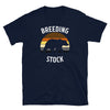 Navy blue gay bear shirt with "Breeding Stock" text and bear graphic.