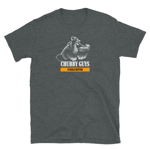 Dark grey gay shirt featuring bear graphics and humorous text design.