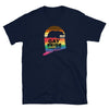 Gay pride t-shirt featuring Connecticut design in rainbow colors for LGBT clothing.