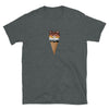Dark grey t-shirt featuring a cute ice cream bear design, ideal for pride apparel.