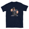 Cute Gay Bear Cop Shirt - Daddy Bear, Anime Bear Art, Uniform design on navy tee.