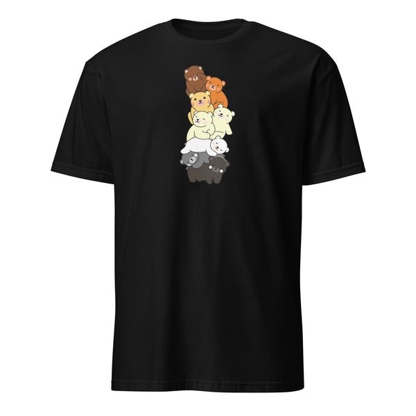 Cute Gay Bear Pride Flag Colors for Gay Bear Cubs T-Shirt featuring stacked cartoon bears.