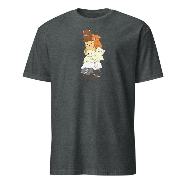 Cute Gay Bear Pride Flag Colors for Gay Bear Cubs T-Shirt featuring stacked cartoon bears.