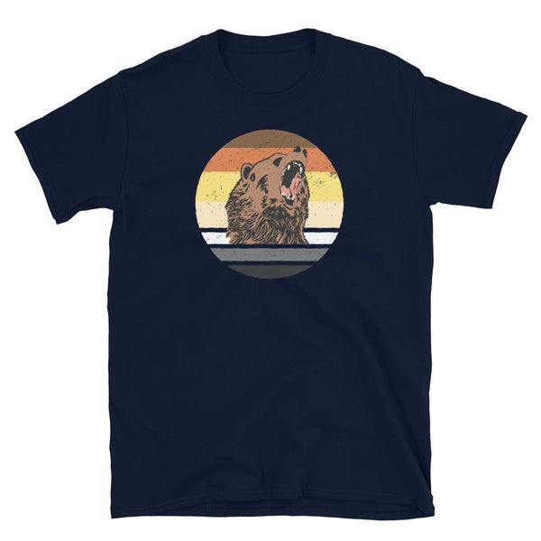 Cute Gay Bear Pride Flag Colors for Gay Bear Cubs T-Shirt, featuring a bear graphic on navy fabric.