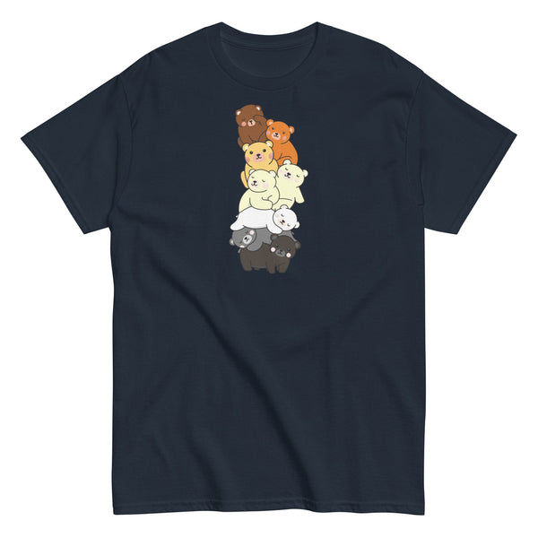 Cute Gay Bear Pride Flag Colors for Gay Bear Cubs T-Shirt with stacked bear graphics.