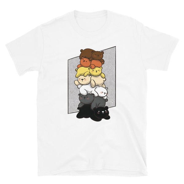 Cute Gay Bear Pride T-Shirt - Bear Flag 7 Colours featuring colorful stacked cartoon bears.