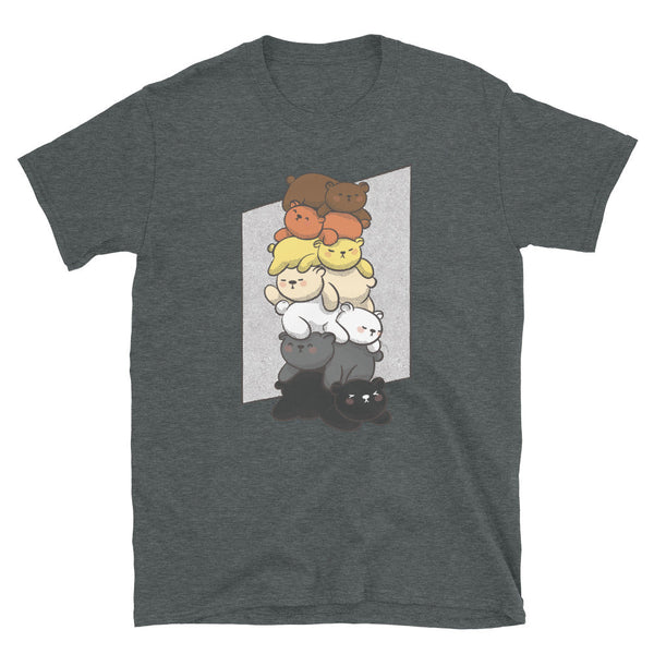 Cute Gay Bear Pride T-Shirt - Bear Flag 7 Colours featuring colorful stacked bear graphics.