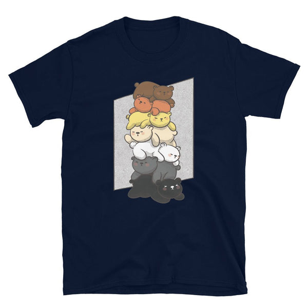 Cute Gay Bear Pride T-Shirt - Bear Flag 7 Colours featuring stacked cartoon bears.