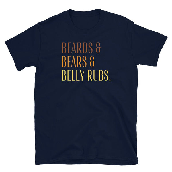 Cute Gay Bear Tshirt, Beards Bears Belly Rubs Tee Shirt | Gay Bear Shirt | Bear Community Tee - Gift for Cub in navy.