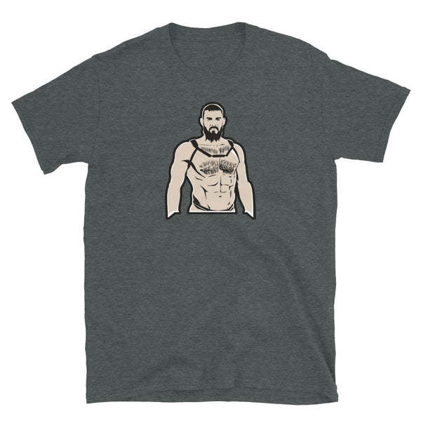 Daddy Gay T-Shirt | Gay Pride Shirt with muscular bear graphic on dark grey tee.