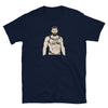 Daddy Gay T-Shirt | Gay Pride Shirt with muscular man graphic on navy fabric.