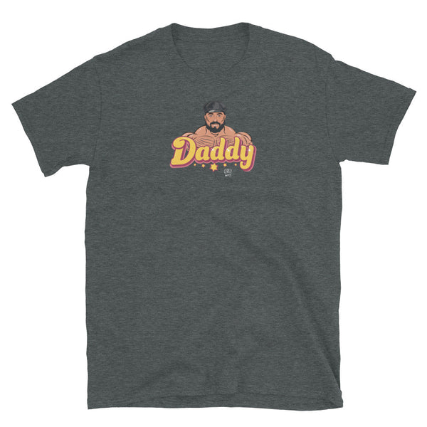Daddy Gay T-Shirt | Gay Pride Shirt with bear graphic on dark fabric.