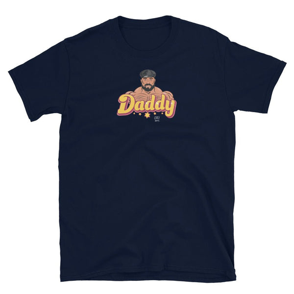 Navy blue Daddy Gay T-Shirt featuring a bear graphic and playful typography.