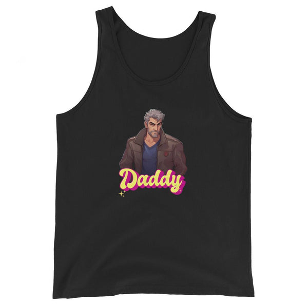 Daddy Leather Dom Dad Tank Top featuring a bold graphic of a handsome man.