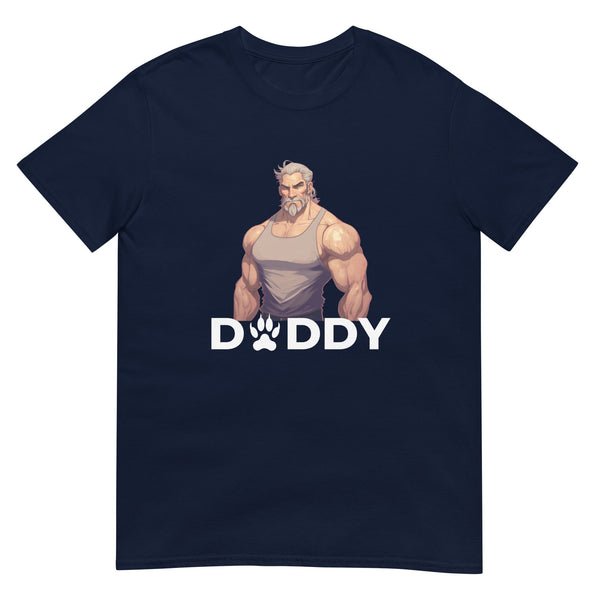 Daddy Organic Cotton Daddy Gay T-Shirt with gay bear graphic on navy fabric.
