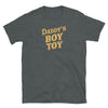 Dark heather gray funny gay shirt with 'Daddy's Boy Toy' design.