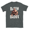 Damn Daddy - Gay Older Daddy Gay T-Shirt featuring muscular man graphic on dark shirt.