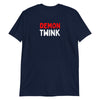 Demon Twink Funny Gay Pride Tee, Soft Unisex T-Shirt in navy blue.