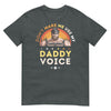 Dark gray gay shirt with muscular bear graphic and funny text design.