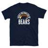 Navy blue shirt with "Easily Distracted By Bears" text and graphic, gay pride apparel.