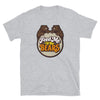 Gray funny gay shirt featuring two bears and the text 'Feed Me to the Bears'.