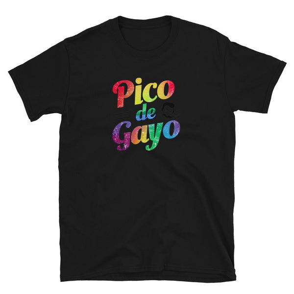 Funny Cinco De Mayo LGBT Shirt | Pico De Gayo | Funny Gay Mexican LBTQ Gift on black t-shirt.