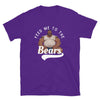 Purple gay pride shirt featuring a humorous bear illustration and text.