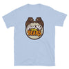 Light blue gay bear shirt featuring graphic of two bears and funny text.