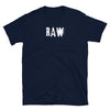 Funny Gay Design Raw Daddy Twink & Jock Gay Shirt in navy blue with bold RAW text.