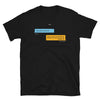 Black t-shirt featuring funny gay Grindr conversations and colorful text messages.