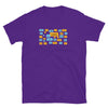 Funny Grindr Messages Grindr dialogues LGBT Shirt featuring colorful message graphics on purple fabric.