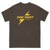 Funny gay shirt with bold yellow lightning design and text for lgbt pride apparel.