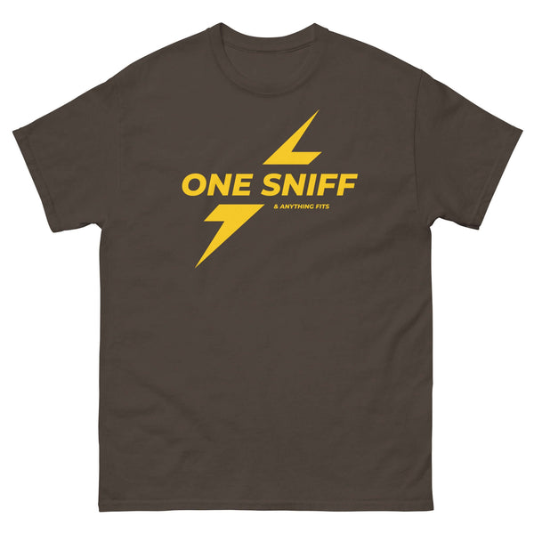 Funny gay shirt with bold yellow lightning design and text for lgbt pride apparel.