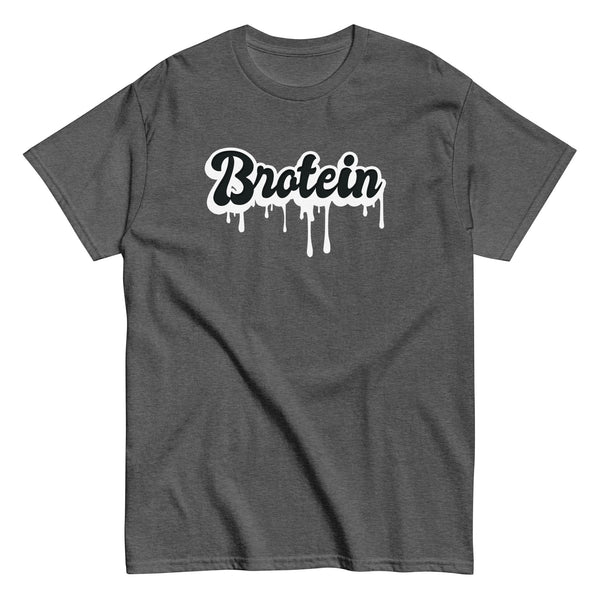 Funny Gay T-Shirt - Brotein design on a dark grey cotton tee.