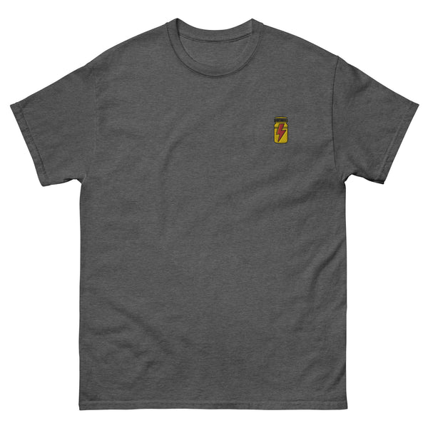 Funny Rush Incense Poppers - Embroidery Pocket Tee in Sport Grey with unique graphics.