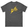 Funny Rush Incense Poppers Graphic Tee in dark grey with yellow graphic design.