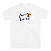 White gay shirt featuring 'fur Lover' text with heart and paw design.