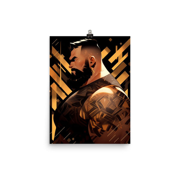 Gay Allen: ADAM, Gay Print, Gay Muscle Bear Art featuring a bearded man with tattoos