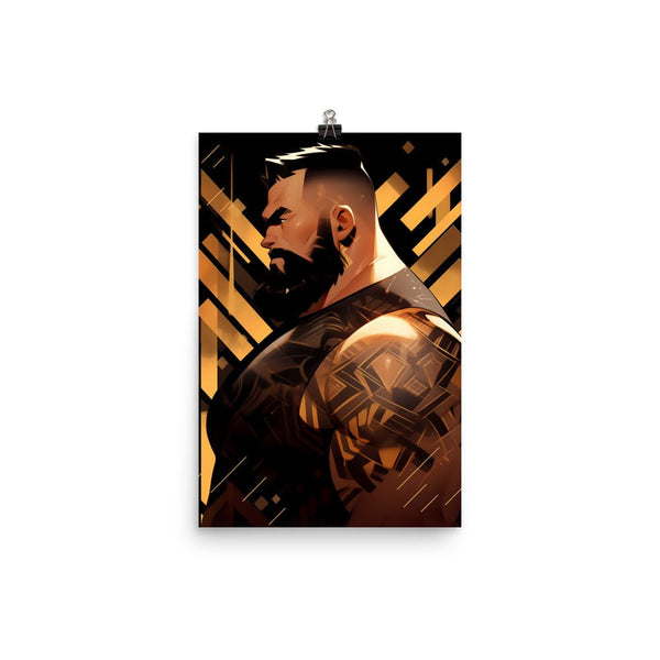 Gay Allen: ADAM, Gay Print, Gay Muscle Bear Art featuring a muscular bearded man.