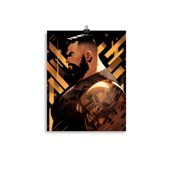 Gay Allen: ADAM, Gay Print, Gay Muscle Bear Art poster featuring a bearded muscular man.