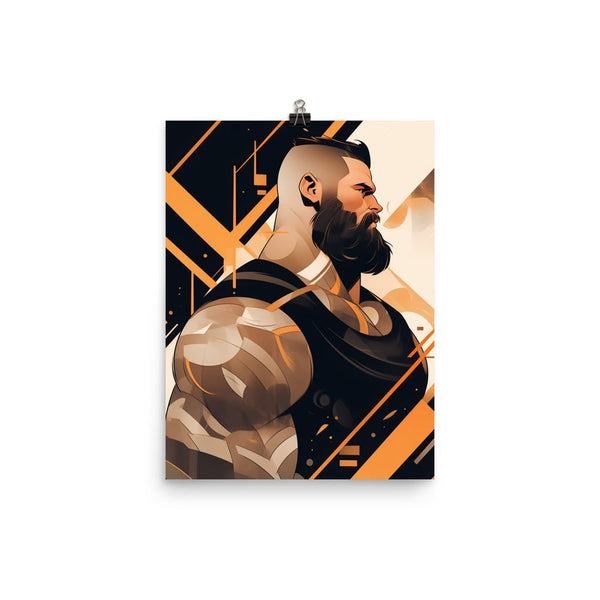 Gay Art: ADAM, Gay Print, Gay Muscle Bear Art poster featuring a muscular bearded man.