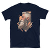 Gay Art: David, Gay Muscle Bear Art, Hot Gay Bear, Jock Muscle, Bearded Hot Daddy Unisex T-Shirt design on navy shirt.